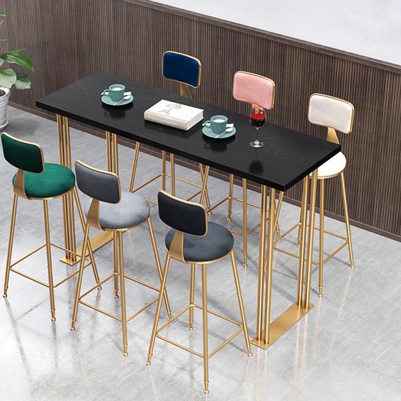 Glam Style Rectangle Bar Table Solid Wood Bar Dining Table for Indoor