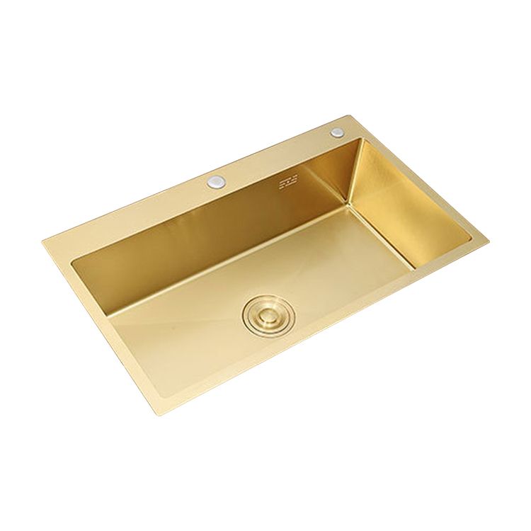 Retangle Drop-in Sink Stainless Steel Single Bowl Golden Kitchen Sink with Strainer