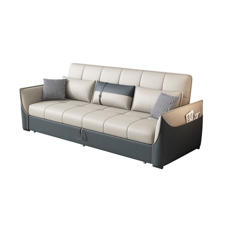 Manual Reclining Cushion Back Sectional Sofa 35.43"High Fabric Sofa Bed with Storage