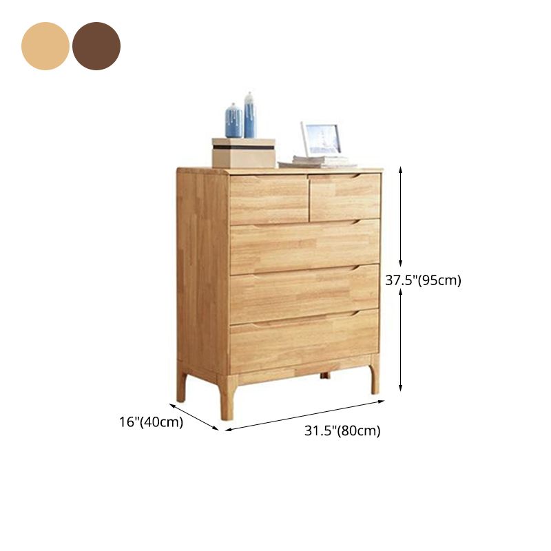 Rubber Wood Storage Chest Dresser Modern Bedroom Storage Chest with Drawers