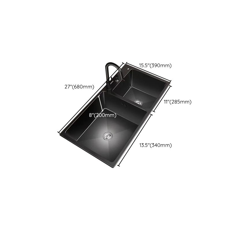 Stainless Steel Double Basin Sink Drop-In Kitchen Sink with Drain Assembly