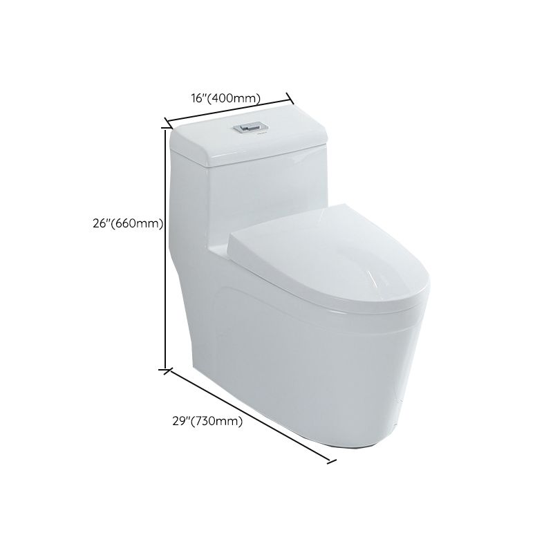 Traditional Ceramic Flush Toilet 1-Piece Toilet Bowl for Bathroom