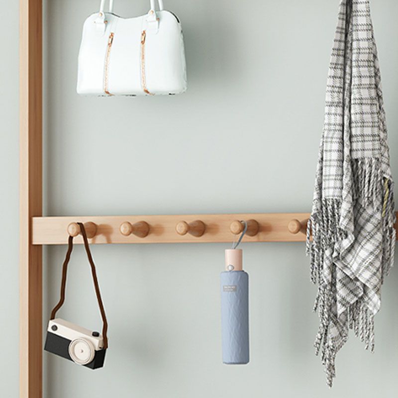 Modern Wood Coat Hanger Storage Shelves and Coat Hooks Entryway Kit