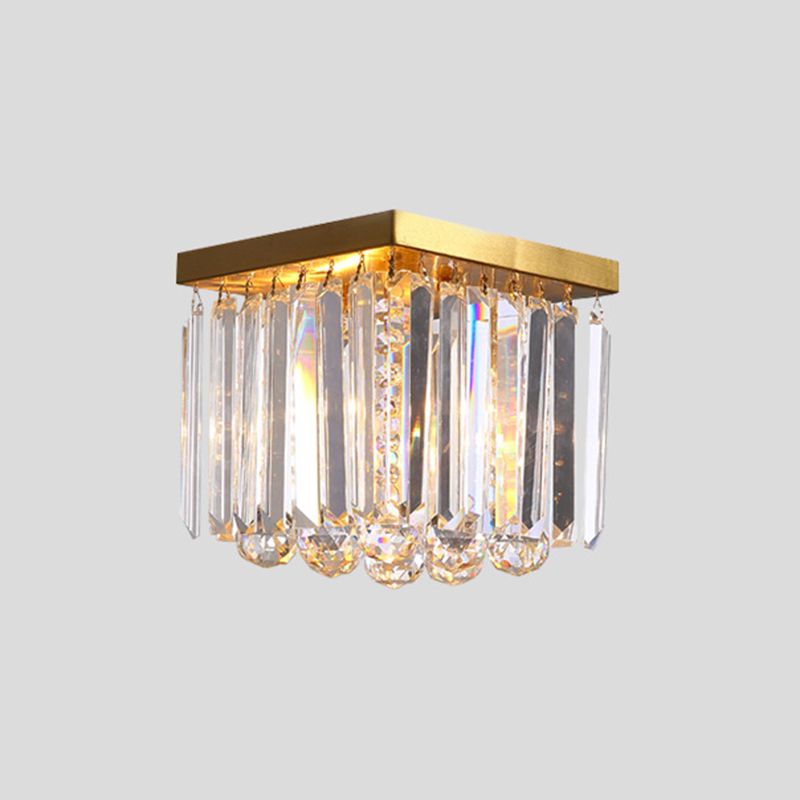 American Style Ceiling Light Geometry Shape Ceiling Lamp with Crystal Shade for Bedroom