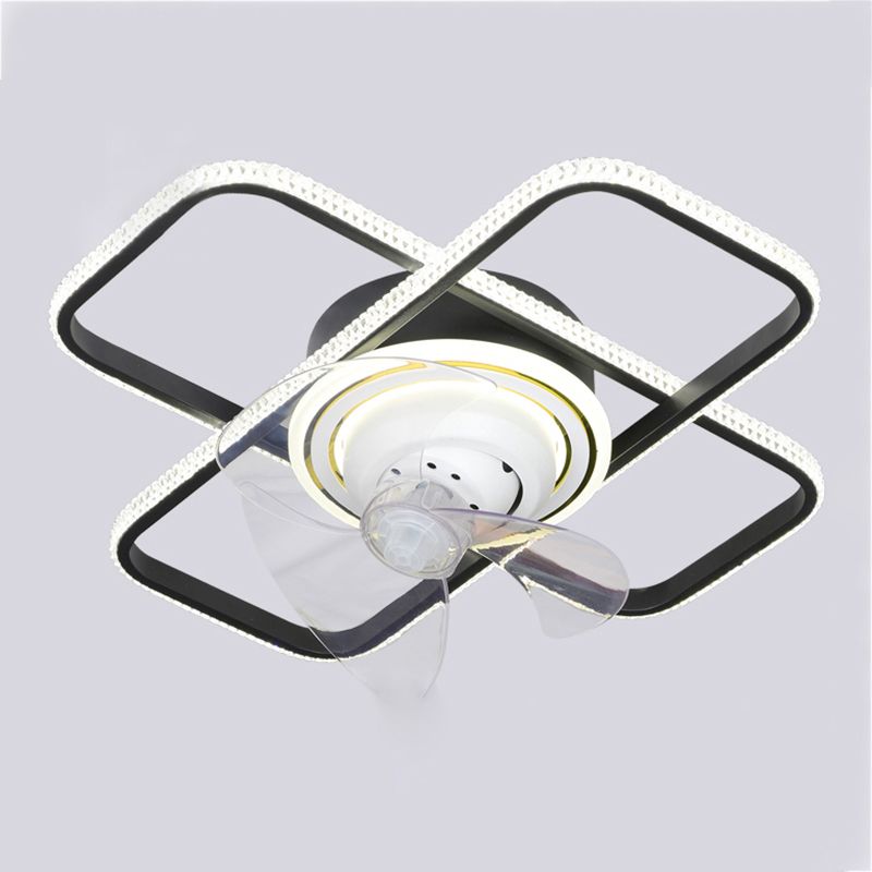 Geometric Shape Metal Ceiling Fan Modern Style Multi Lights  Ceiling Fan Lamp