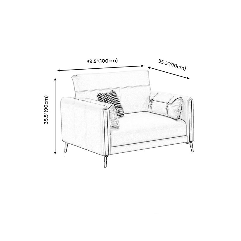 Stain Resistant Stationary Faux Leather Recessed Arm Standard Sofa