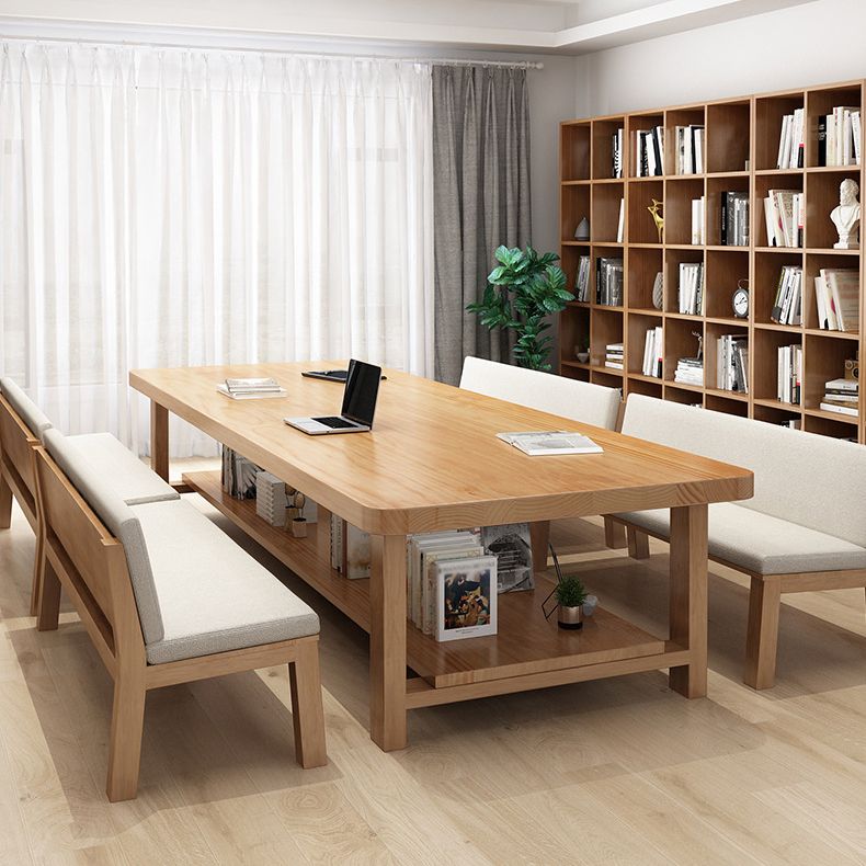 Solid Wood Writing Desk Contemporary Style Office Meeting Table