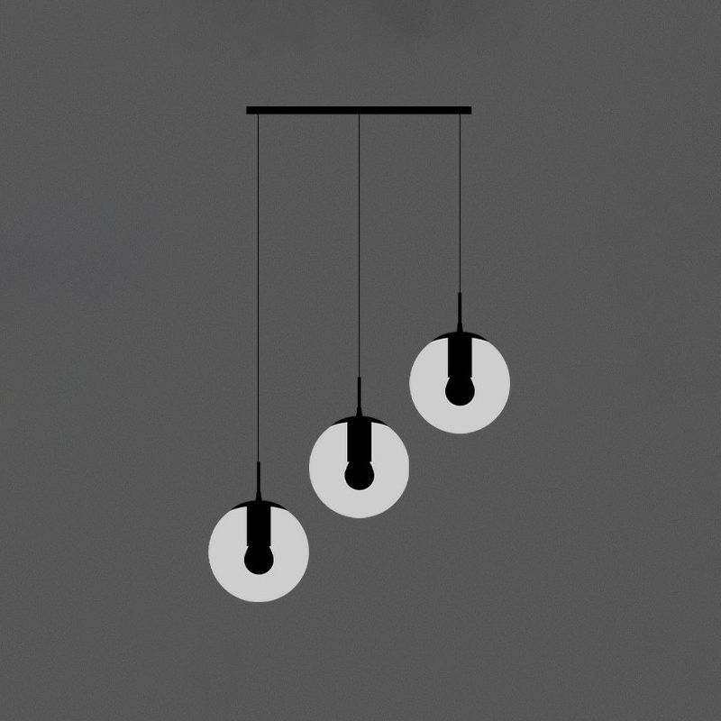 Black Globe Pendant Light Fixture Simple Cream Glass Multiple Hanging Light for Stairs