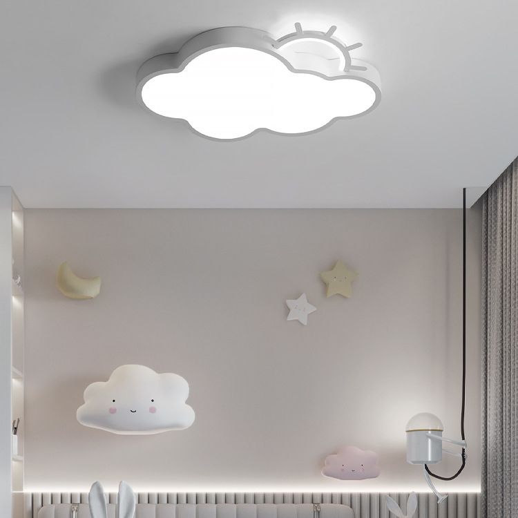 Cloud Shape Flush Light Modern Style Metal 2 Lights Flush Mount in White