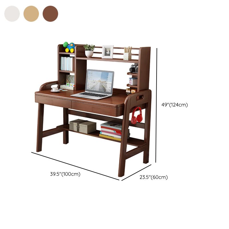 Writing Desk Adjustable Kids Desk 23.6"W Desk with Bookshelf Kids Desk