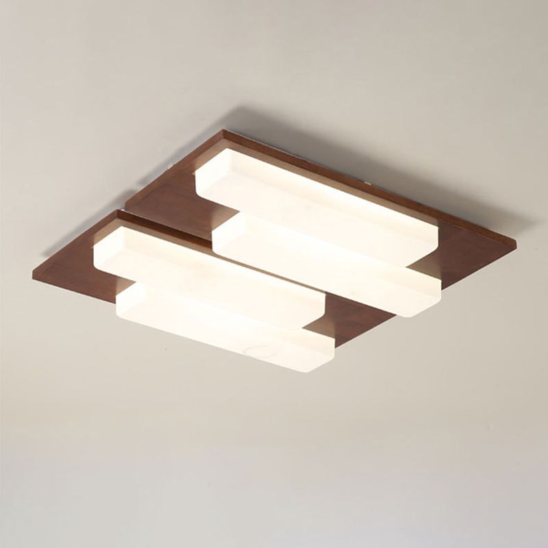 Modern Style Square Flush Mount Wood Ceiling Light for Bedroom