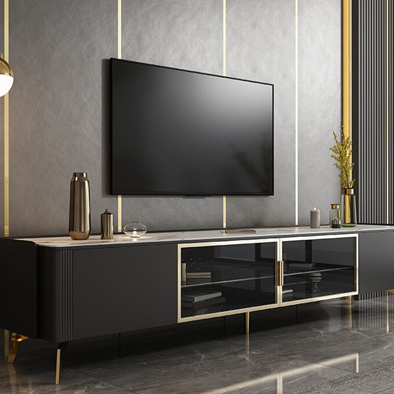 Glam TV Media Console Enclosed Storage TV Console for Living Room