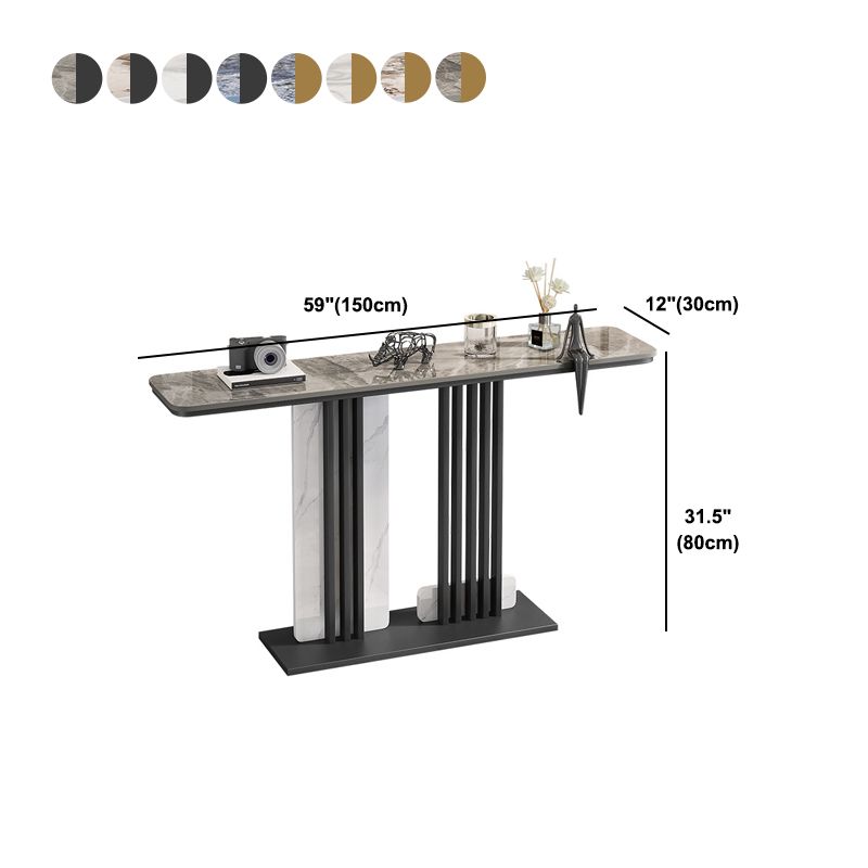 Scratch Resistant Rectangle Table  11.81" W x 31.49" H Stone Table for Hall