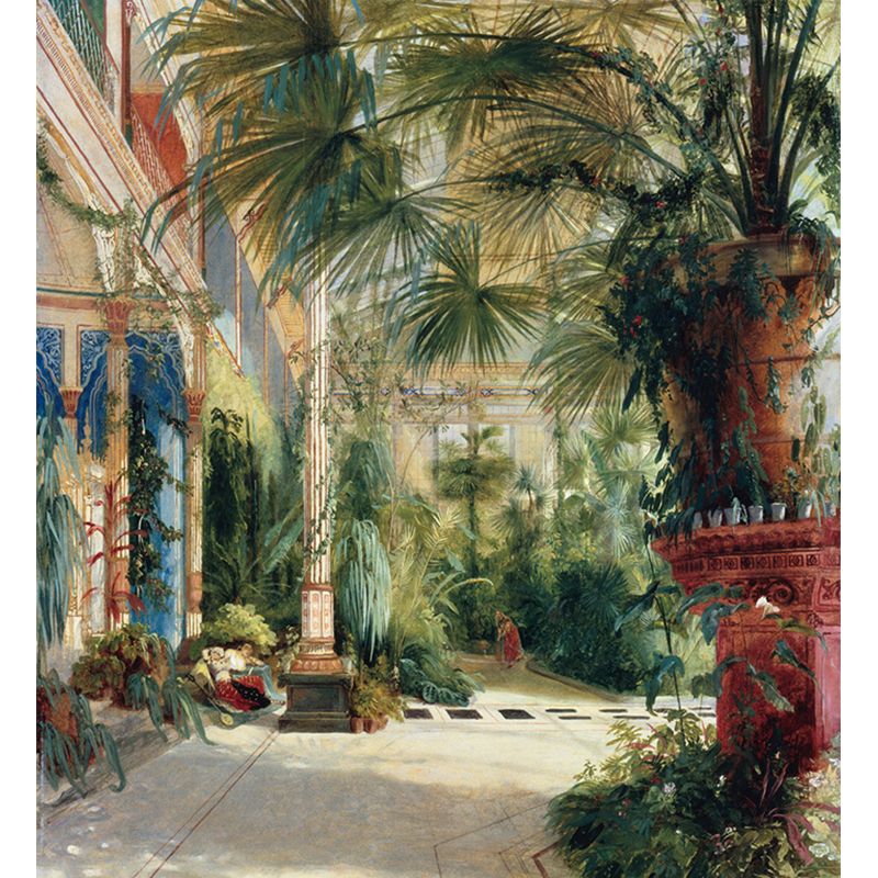 Green Classical Wall Paper Murals Large The Interior of the Palm House Painting Wall Art for Stairs