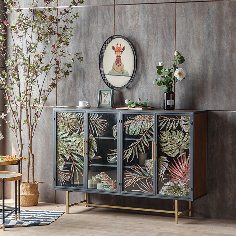 Contemporary Metal Display Stand Glass Doors Display Cabinet with Door