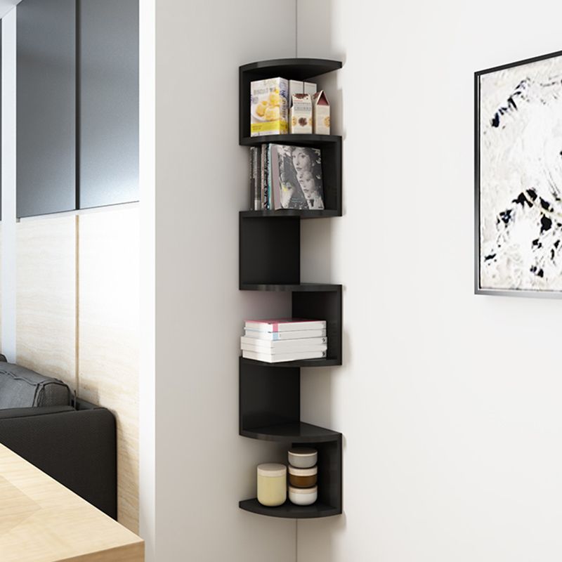 Contemporary Wall Mounted Bookcase Engineered Wood Bookshelf for Home Office