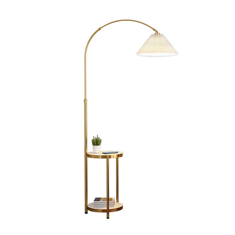 Nordic Style Eisenstock -Lampt -Stofftuch -Schattenlampe Bodenlicht mit Tee Tisch für Wohnzimmer