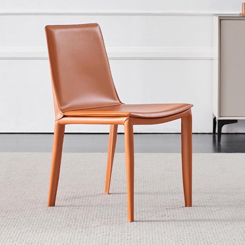 Modern Leather Dining Chair Parsons Chair in Matte Finish for Indoor