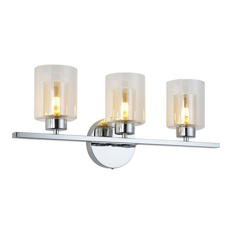 Modern Mirror Front Light 3 Lights Vanity Light with Glass Shade for Bathroom