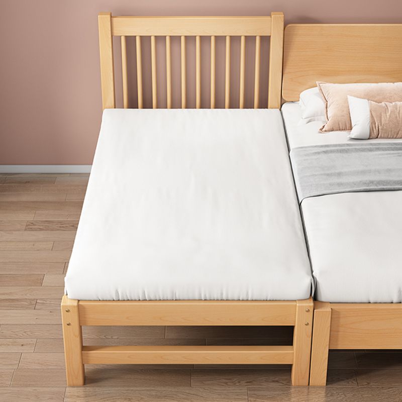 Modern Solid Wood Panel Bed Beech Wood Kids Bed with Guardrail