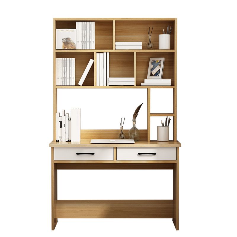 Contemporary Writing Desk with Hutch and Storage Shelves and Drawers