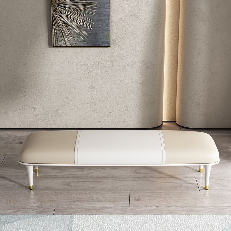 Modern Upholstered Bench, 17"H Bedroom Seating Bench with Solid Wood Legs