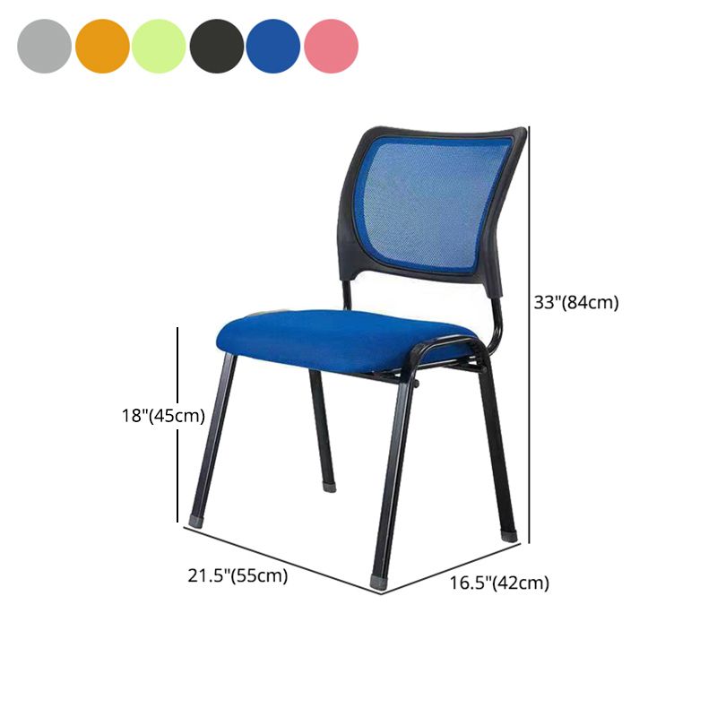 Armless Conference Chair with Metal Frame Modern Task Chair with Black Legs