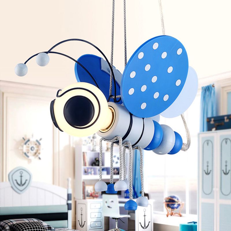 Kids Style Bee Shape Suspension Lighting Metallic 1-Light Nursery Pendant Ceiling Light