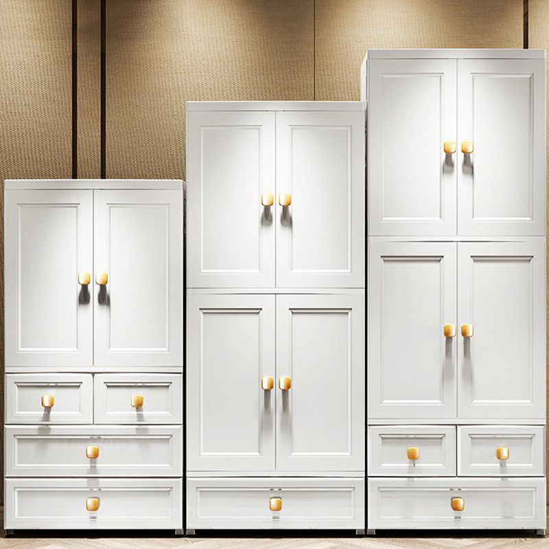 Contemporary Style Wardrobe Armoire Plastic Wardrobe Closet with Drawer and Door