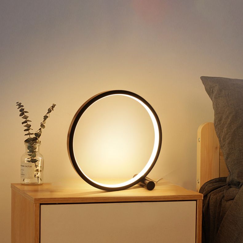 Circle Night Table Lamp Modern Style Metal 1 Light Nightstand Lamp