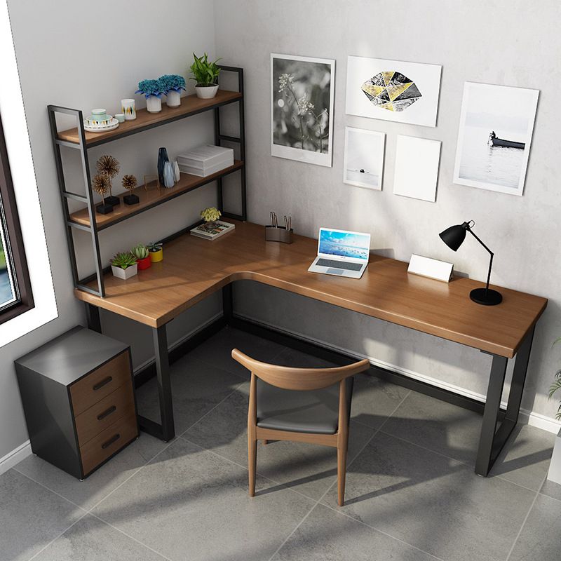 Solid Wooden L-Shape Office Desk Modern Simple Writing Desk for Office and Bedroom