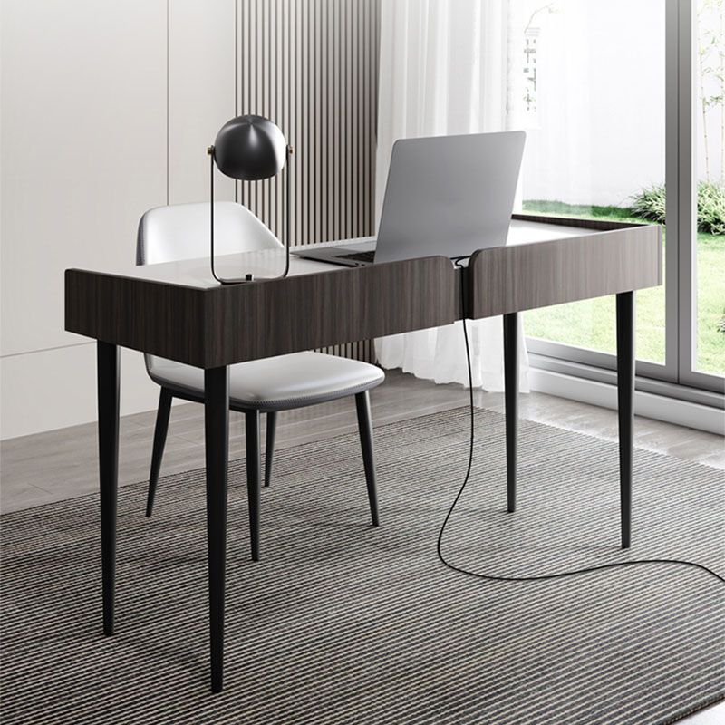 Contemporary Marble Office Desk Parsons With Metal Legs Writing Desk