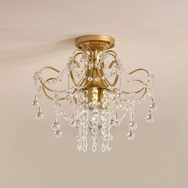 Creative Crystal Ceiling Light Household Flush Mount Light Fixture for Bedroom