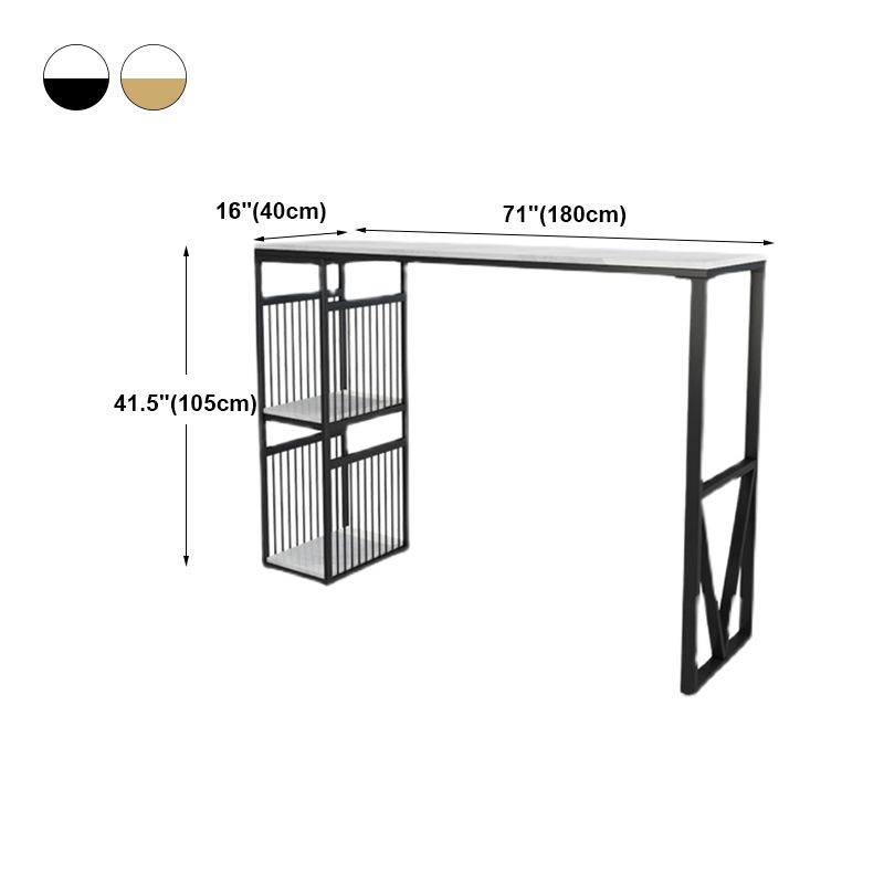 White and Black Glam Style Bar Table in Marble and Metal Milk Tea Shop Bar Table