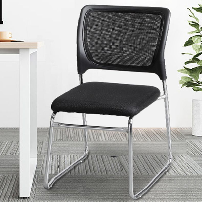 Microfiber Mesh Office Chair Modern Mid Back No Wheels Desk Chair