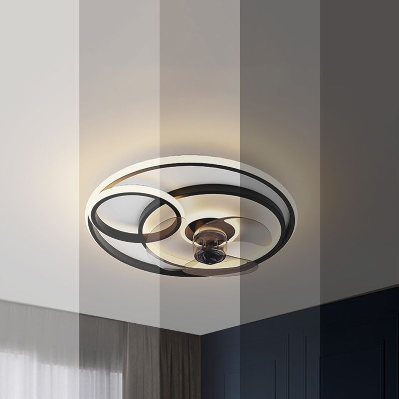 Nordic Metal Ceiling Fan Lamp Round LED Flush Mount Ceiling Light Fixture