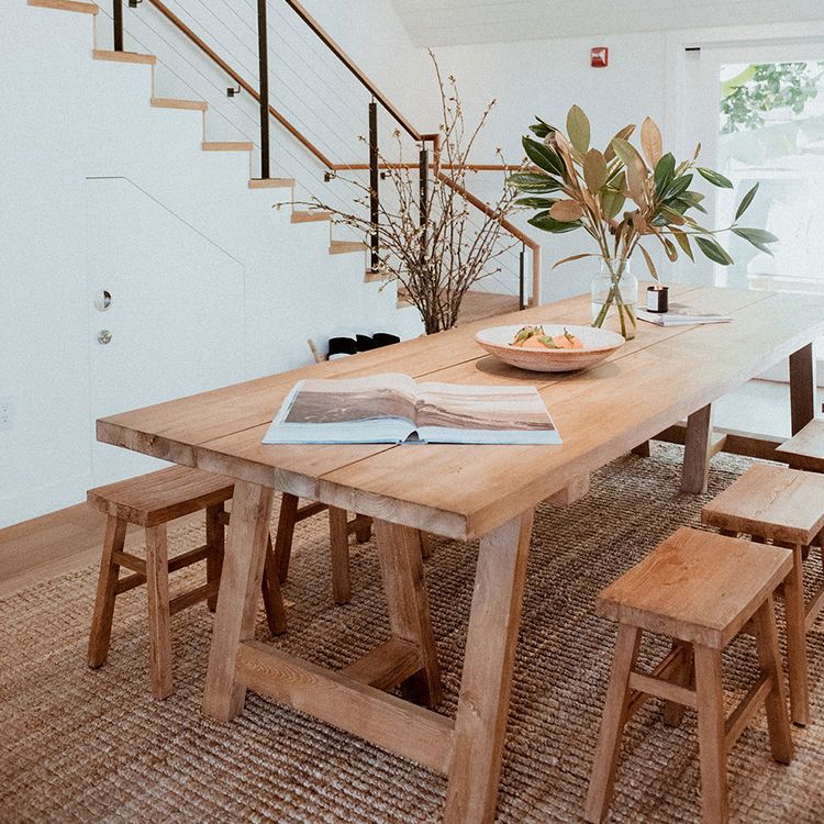 Dining Room Kitchen Table Modern Rectangle Pine Solid Wood Dinette Table