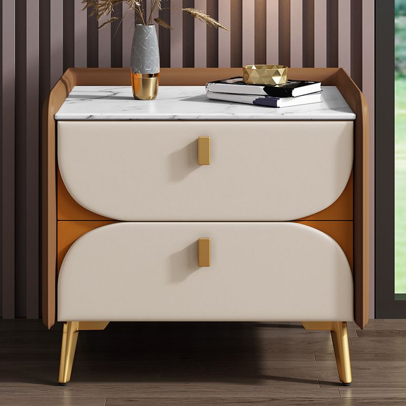 2 Drawer Contemporary Bed Nightstand Night Table ,19.7" Tall