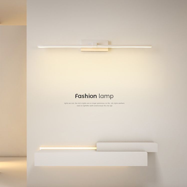 Elongated Bathroom Wall Mounted Light Fixture Metal LED Simple Wall Mounted Lighting in White