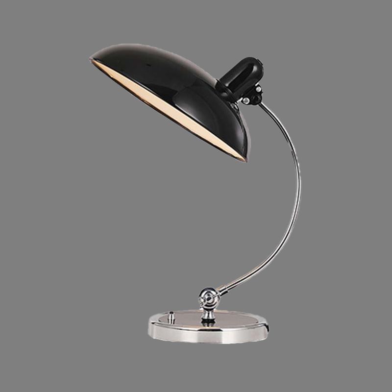 1 Head Dining Room Task Light Modern Black Small Desk Lamp with Flat Metal Shade