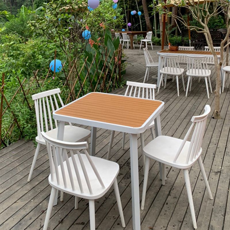 Modern Waterproof Geometric Courtyard Table Plastic Wood Outdoor Table