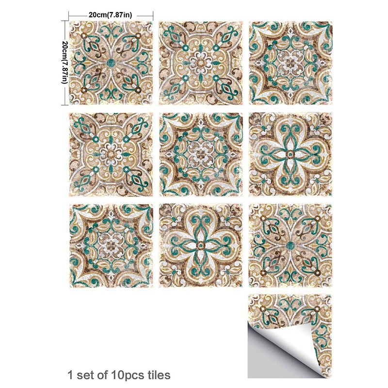 Boho Floral Self Sticking Wallpaper Panel Grey-Green Bedroom Wall Art, 8' L x 8" W