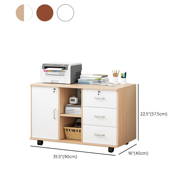 Modern Lateral File Cabinet Wood Locking Storage Filing Cabinet with Wheels