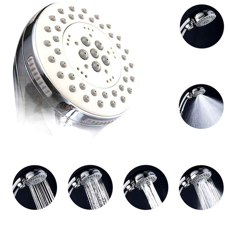 Round Dual Shower Head Stainless Steel 5-Spray Patterns Wall-Mount Showerhead