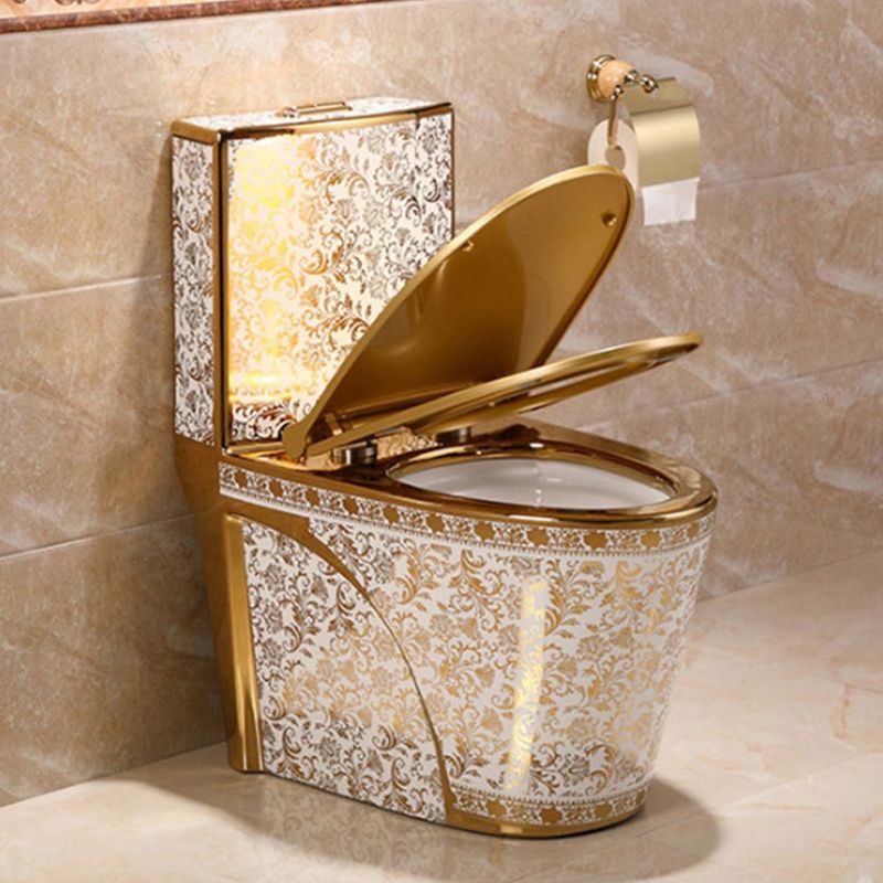 Contemporary One Piece Flush Toilet Floor Mounted Golden Urine Toilet for Washroom