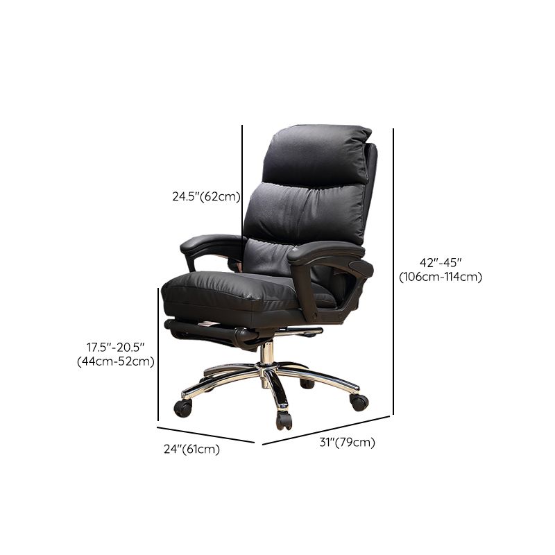 Padded Arms Slide Desk Chair Modern Leather Ergonomic Office Chair with Wheels