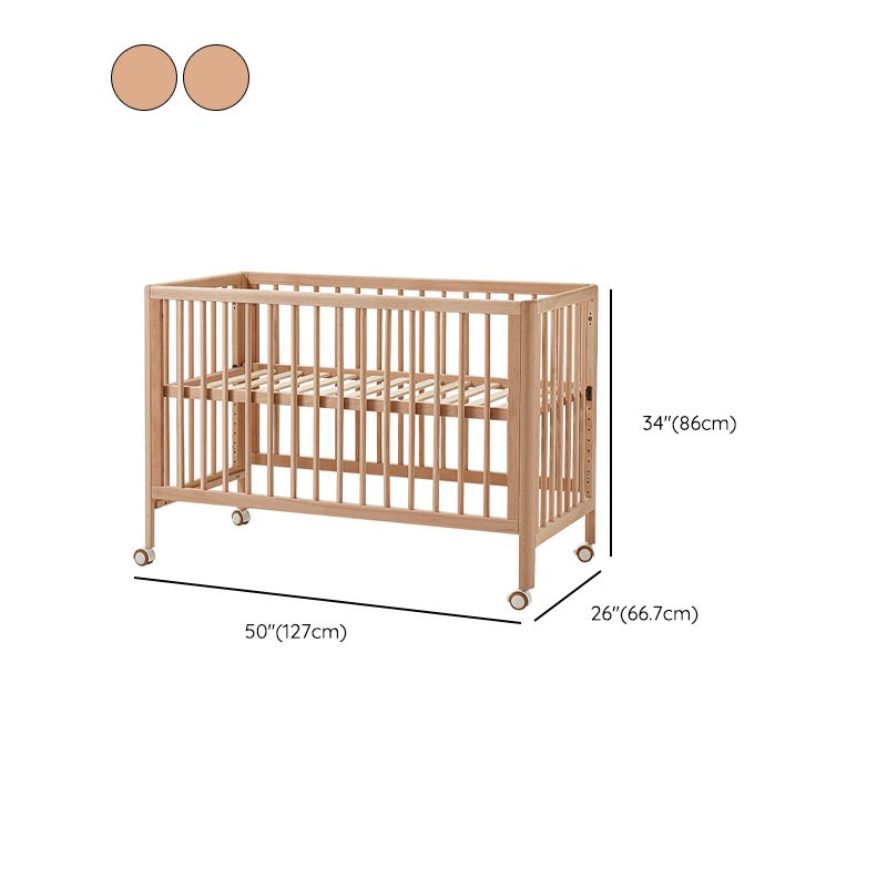 Farmhouse / Country Beech with Guardrail Light Wood with Adjustable Height Baby Crib