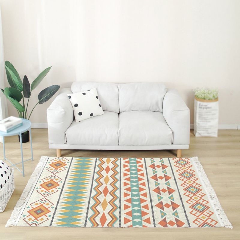 Multicolor Modern Area Carpet Cotton Chevron Indoor Rug Easy Care Carpet for Living Room