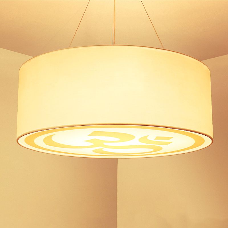 Round Shape Ceiling Lamp Tradition Iron Flush Mount with Fabric Lampshade for Balcony