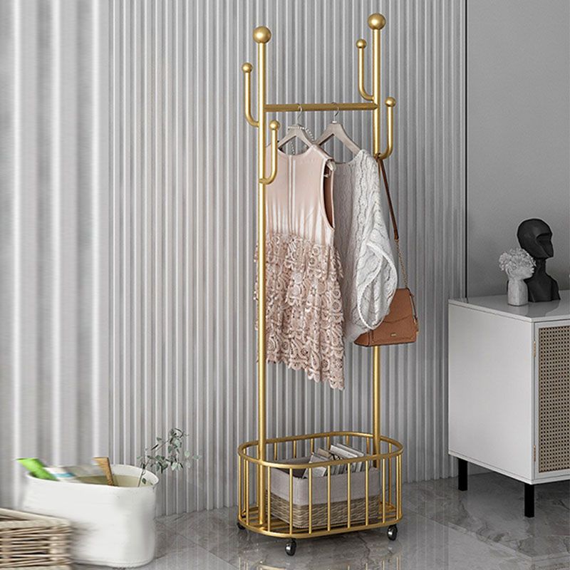 Modern Metal Entry Hall Tree Storage Bench Hooks Free Standing Coat Hanger